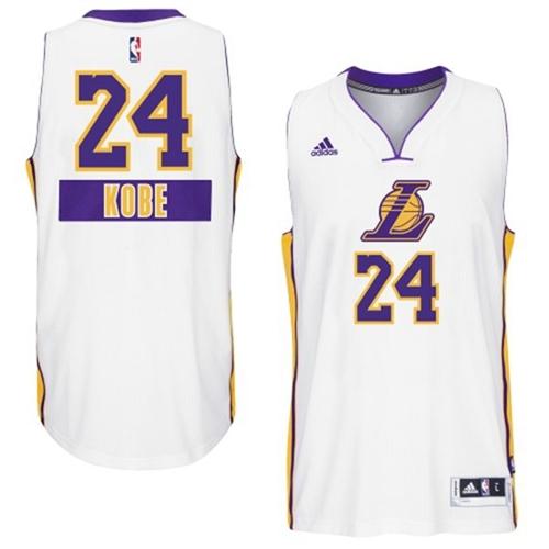 Youth Adidas Los Angeles Lakers 24 Kobe Bryant Authentic White 2014-15 Christmas Day NBA Jersey